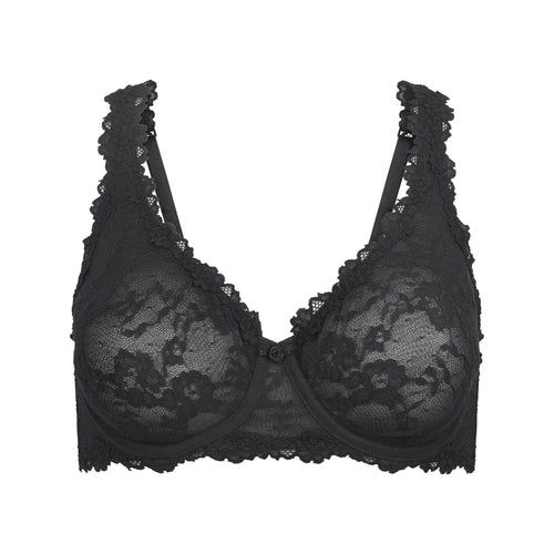 STRETCH LACE UNLINED FULL COVERAGE BRA | SOOT