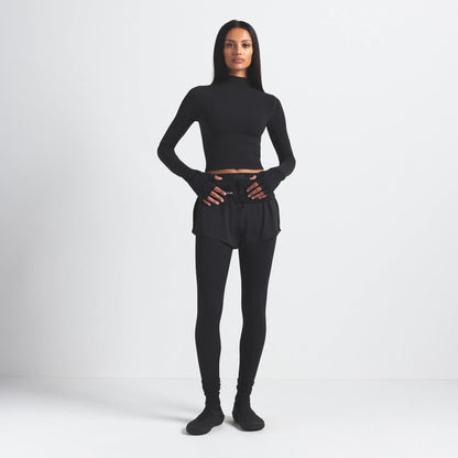 NikeSKIMS VINTAGE SEAMLESS MOCK NECK CROP TOP | OBSIDIAN