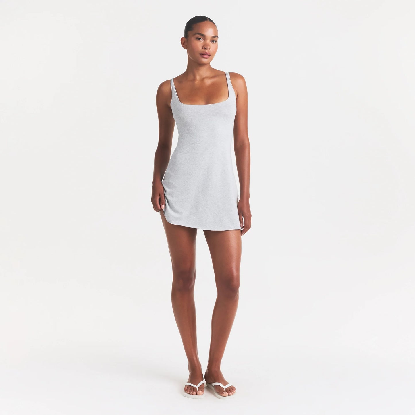 COTTON JERSEY MINI DRESS | LIGHT HEATHER GREY