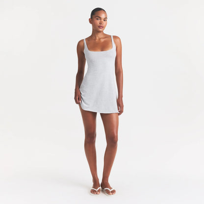 COTTON JERSEY MINI DRESS | LIGHT HEATHER GREY