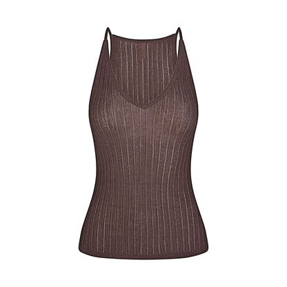 SHEER KNIT PLUNGE TANK | AMETHYST