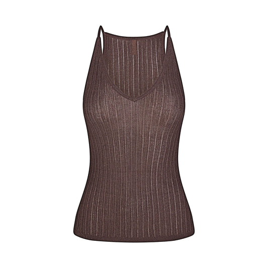 SHEER KNIT PLUNGE TANK | AMETHYST