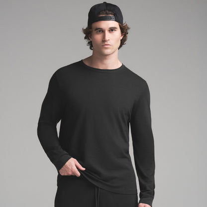 SKIMS COTTON MENS CLASSIC LONG SLEEVE T-SHIRT | ONYX