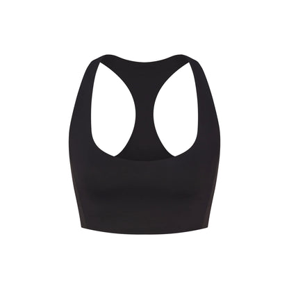 NikeSKIMS MATTE SHINE MIX RACERBACK BRA TOP | OBSIDIAN AND IGNEOUS