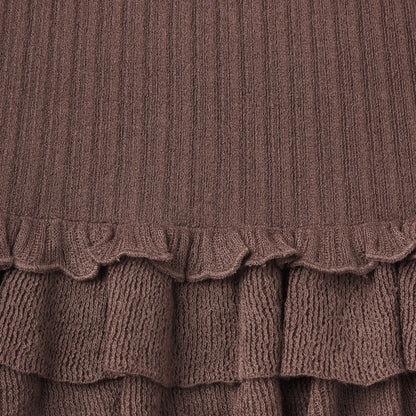 SHEER KNIT RUFFLE MINI SKIRT | AMETHYST
