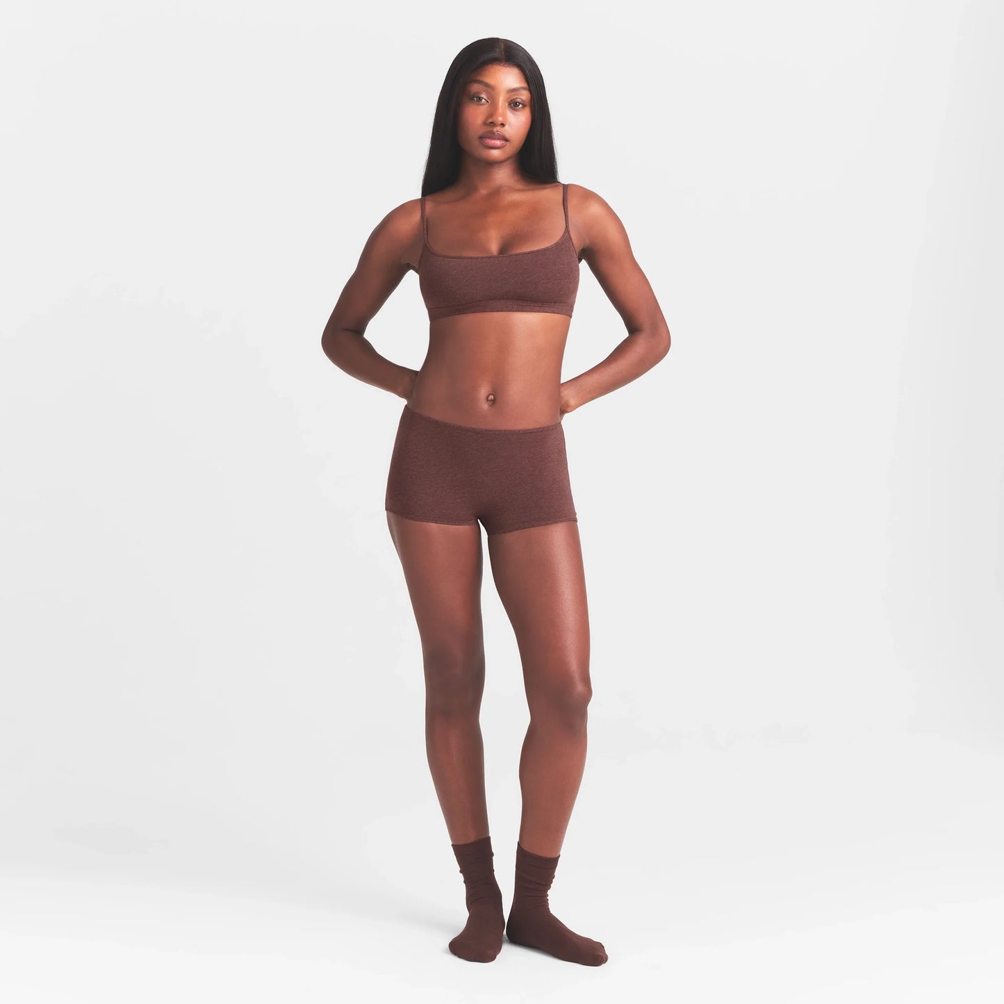 EVERYDAY COTTON BOY SHORT | COCOA HEATHER