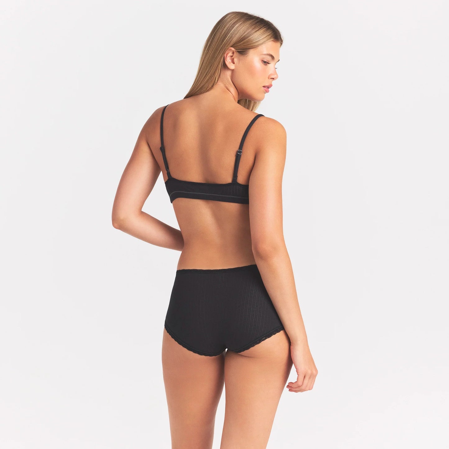LIGHTWEIGHT COTTON POINTELLE LACE BOY SHORT | SOOT TONAL