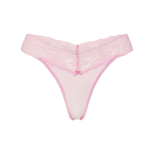 LIGHTWEIGHT COTTON WIDE LACE THONG | CHERRY BLOSSOM TONAL