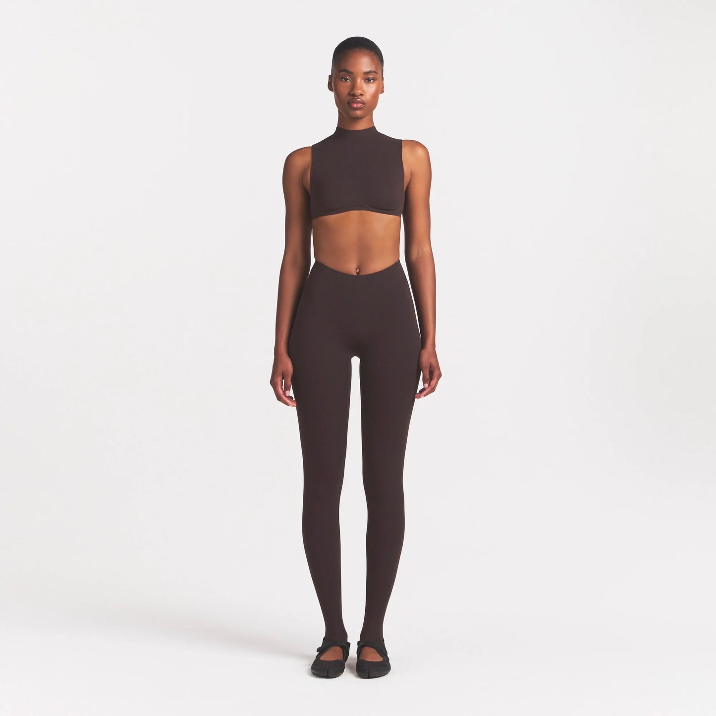 NikeSKIMS STUDIO STRETCH MOCK NECK BRA TOP | DARK ROAST