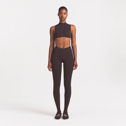 NikeSKIMS STUDIO STRETCH MOCK NECK BRA TOP | DARK ROAST