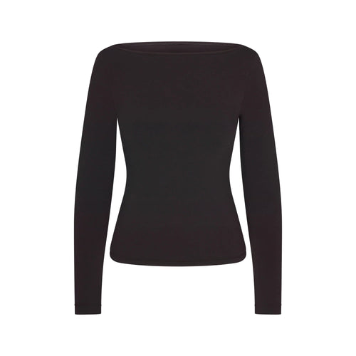 COTTON JERSEY LONG SLEEVE BOATNECK TOP | SOOT