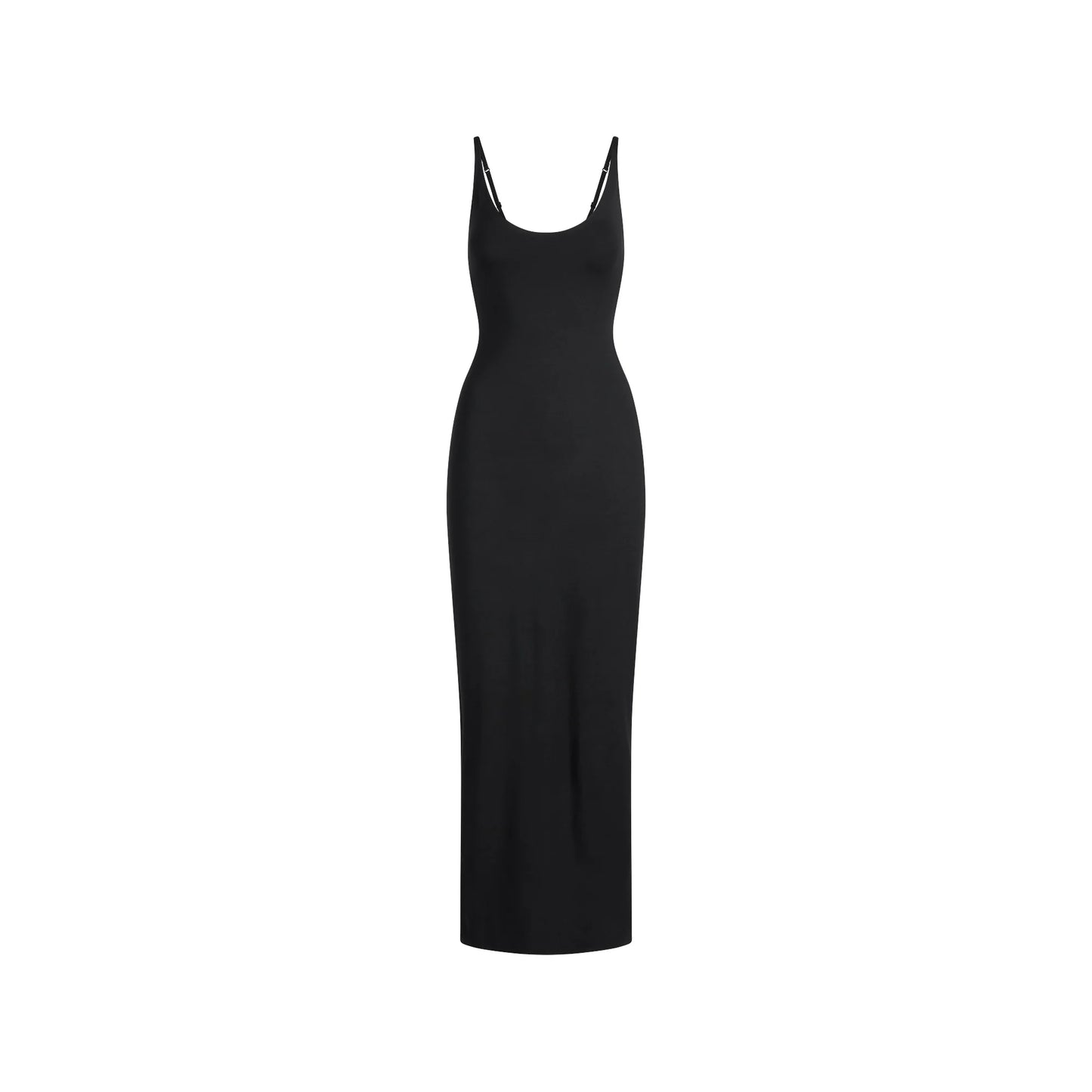 SMOOTH LAYERS SCOOP NECK LONG DRESS | OBSIDIAN