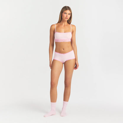LIGHTWEIGHT COTTON LACE BOY SHORT | CHERRY BLOSSOM