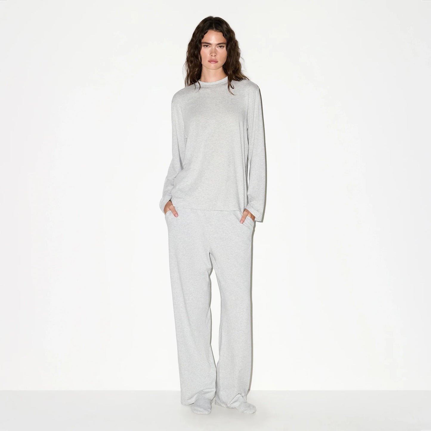 BOYFRIEND LONG SLEEVE T-SHIRT | LIGHT HEATHER GREY