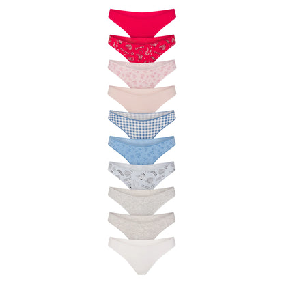 LIGHTWEIGHT COTTON THONG 10-PACK | DAINTY FLORAL MULTI