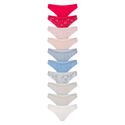 LIGHTWEIGHT COTTON THONG 10-PACK | DAINTY FLORAL MULTI