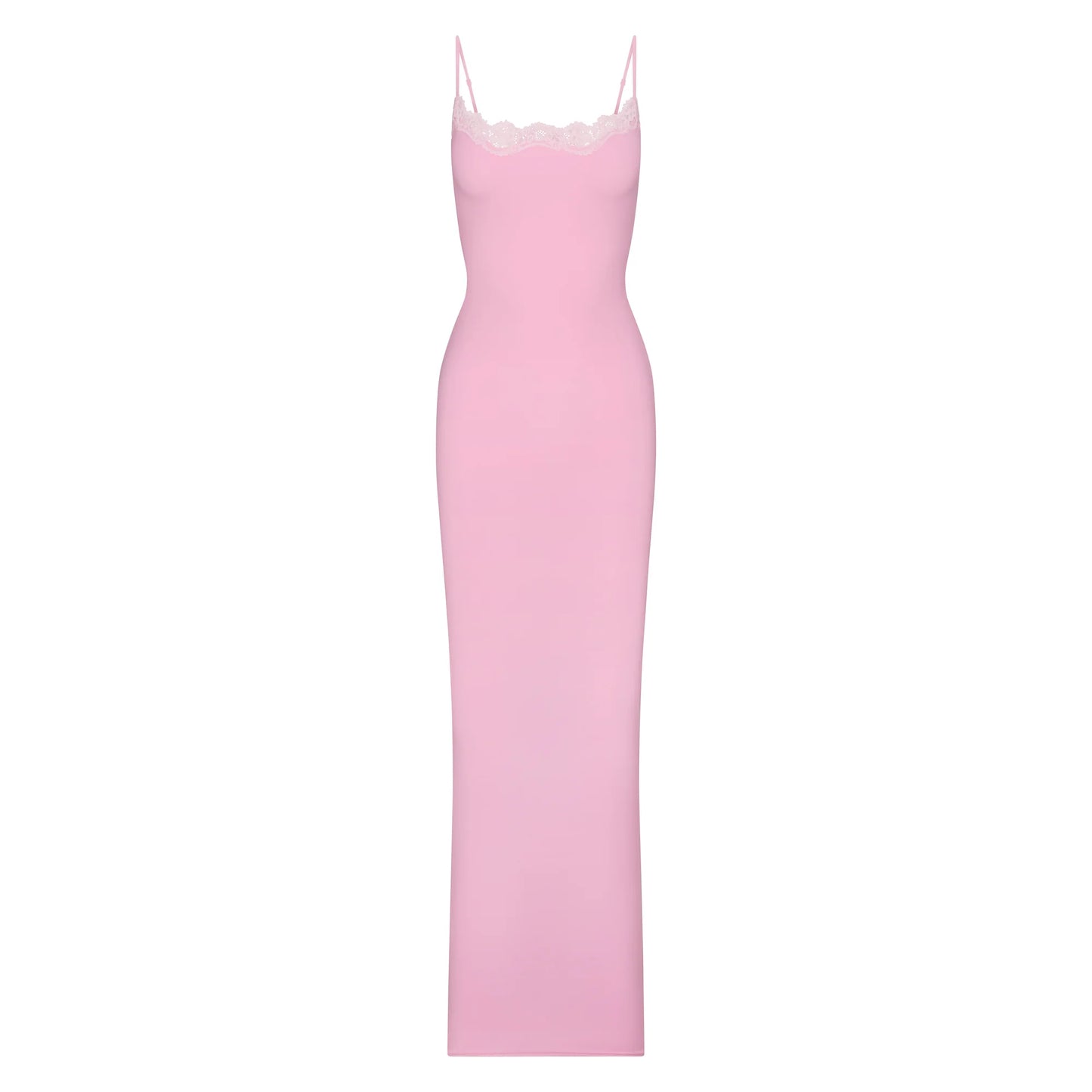 FITS EVERYBODY LACE LONG SLIP DRESS | BUBBLE GUM TONAL
