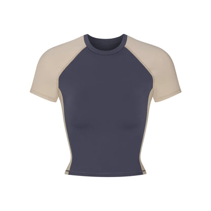 NikeSKIMS MATTE SHINE MIX CROPPED BABY T-SHIRT | DEEP ROYAL AND STONE