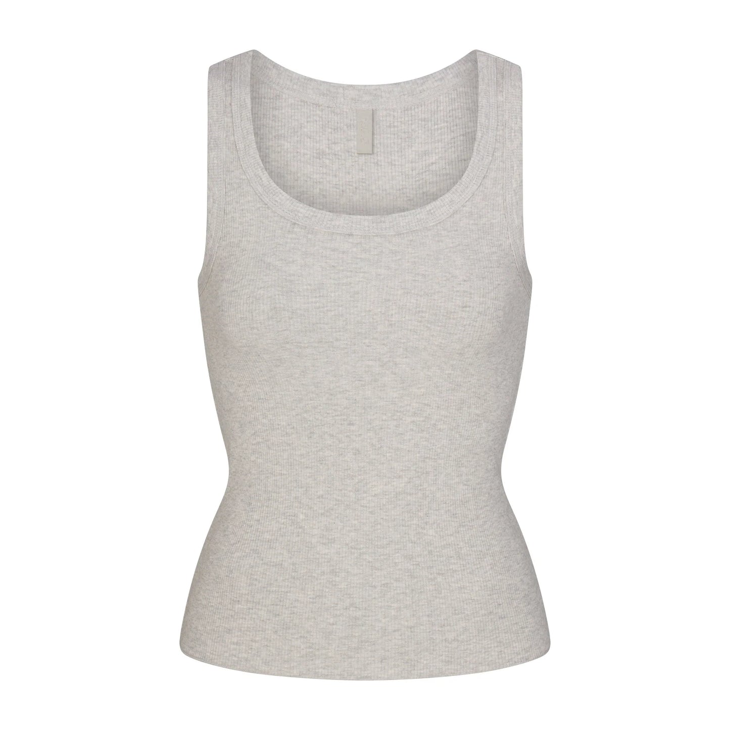 COTTON RIB SCOOP NECK TANK | LIGHT HEATHER GREY