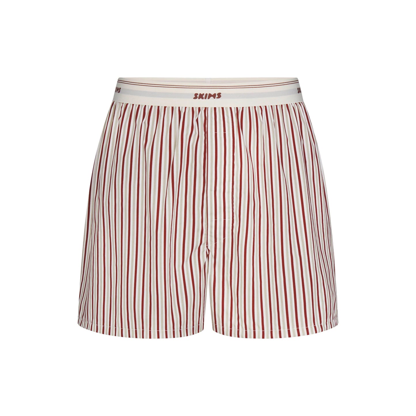 COTTON POPLIN MENS LOGO BAND BOXER | CINNAMON STONE STRIPE