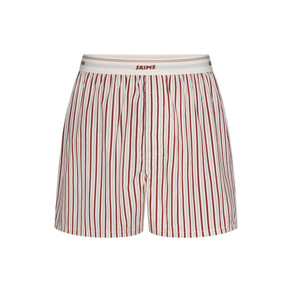COTTON POPLIN MENS LOGO BAND BOXER | CINNAMON STONE STRIPE