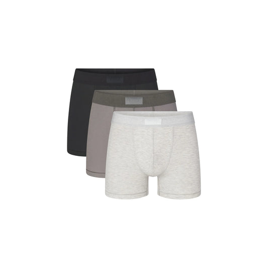 SKIMS COTTON MENS 3" BOXER BRIEF 3-PACK | HEATHER MULTI