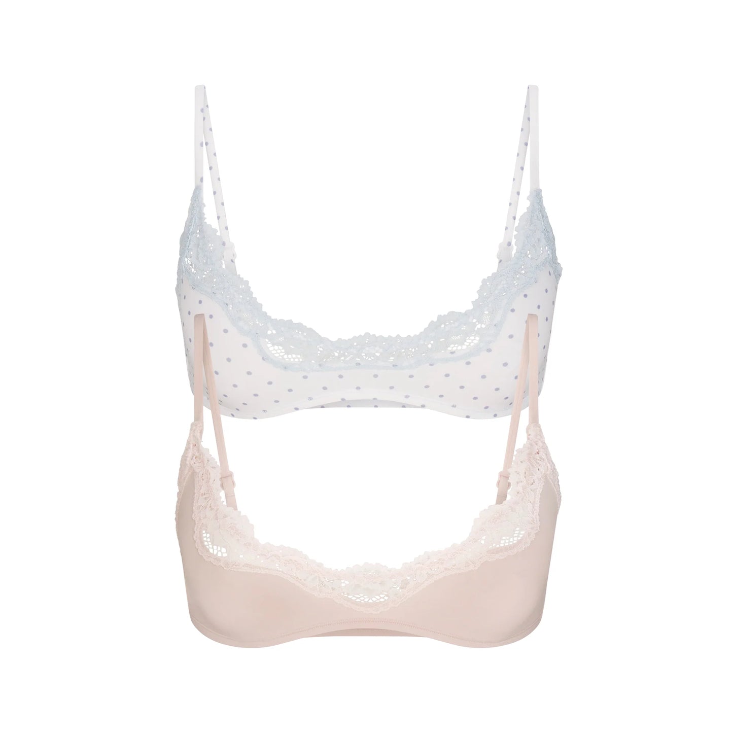 FITS EVERYBODY LACE SCOOP BRALETTE 2-PACK | DUSTY PINK AND PIN DOT
