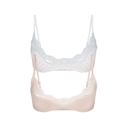 FITS EVERYBODY LACE SCOOP BRALETTE 2-PACK | DUSTY PINK AND PIN DOT