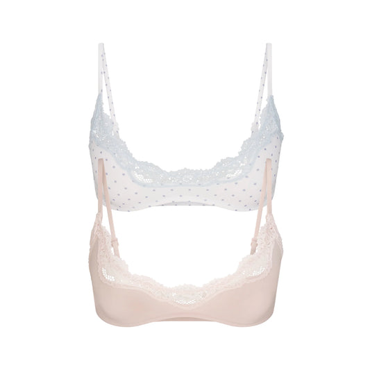 FITS EVERYBODY LACE SCOOP BRALETTE 2-PACK | DUSTY PINK AND PIN DOT