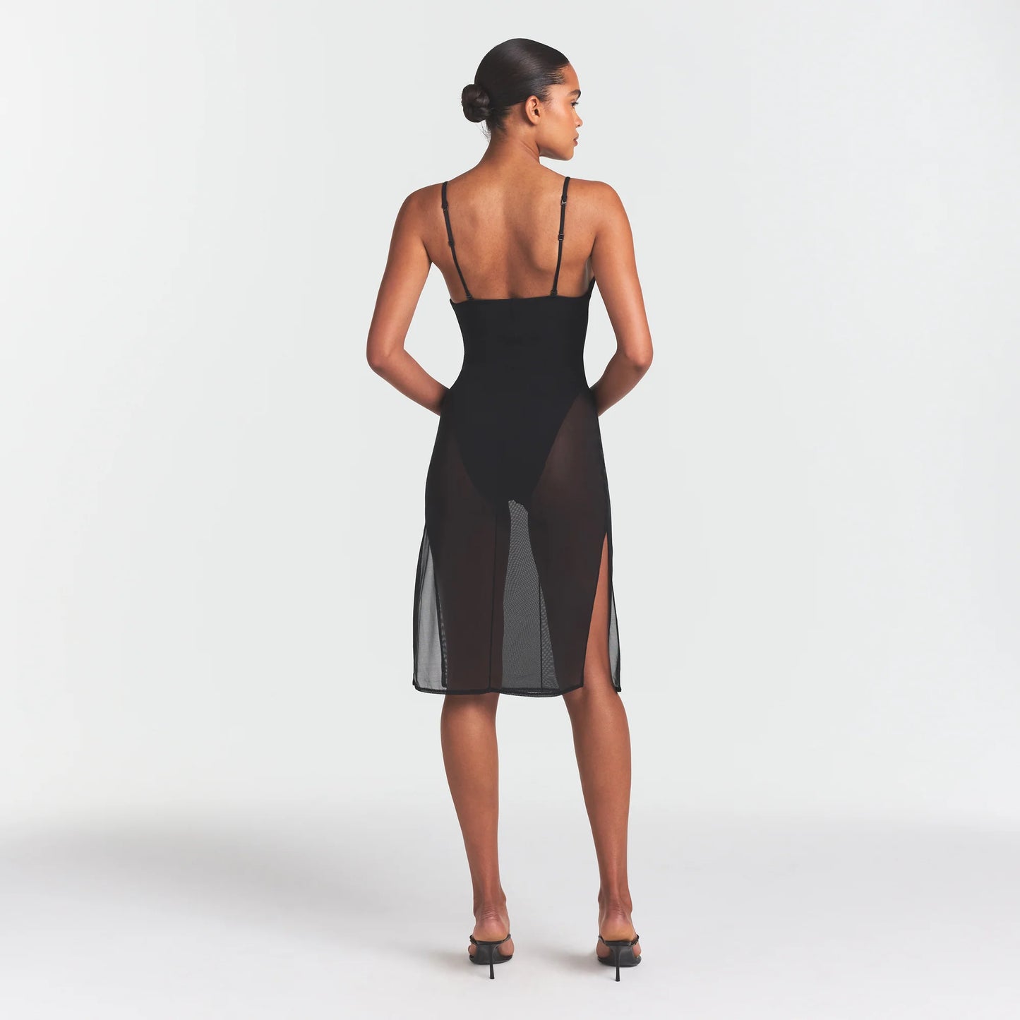 SKIMS BODY MESH PLUNGE MIDI DRESS | ONYX