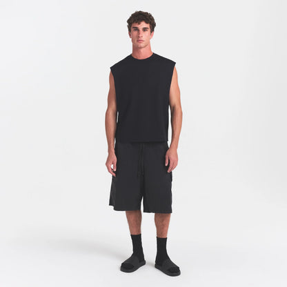 HEAVYWEIGHT COTTON MENS CROPPED MUSCLE TANK | OBSIDIAN