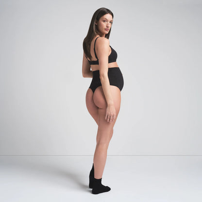 COTTON JERSEY MATERNITY HIGH-WAISTED THONG | SOOT
