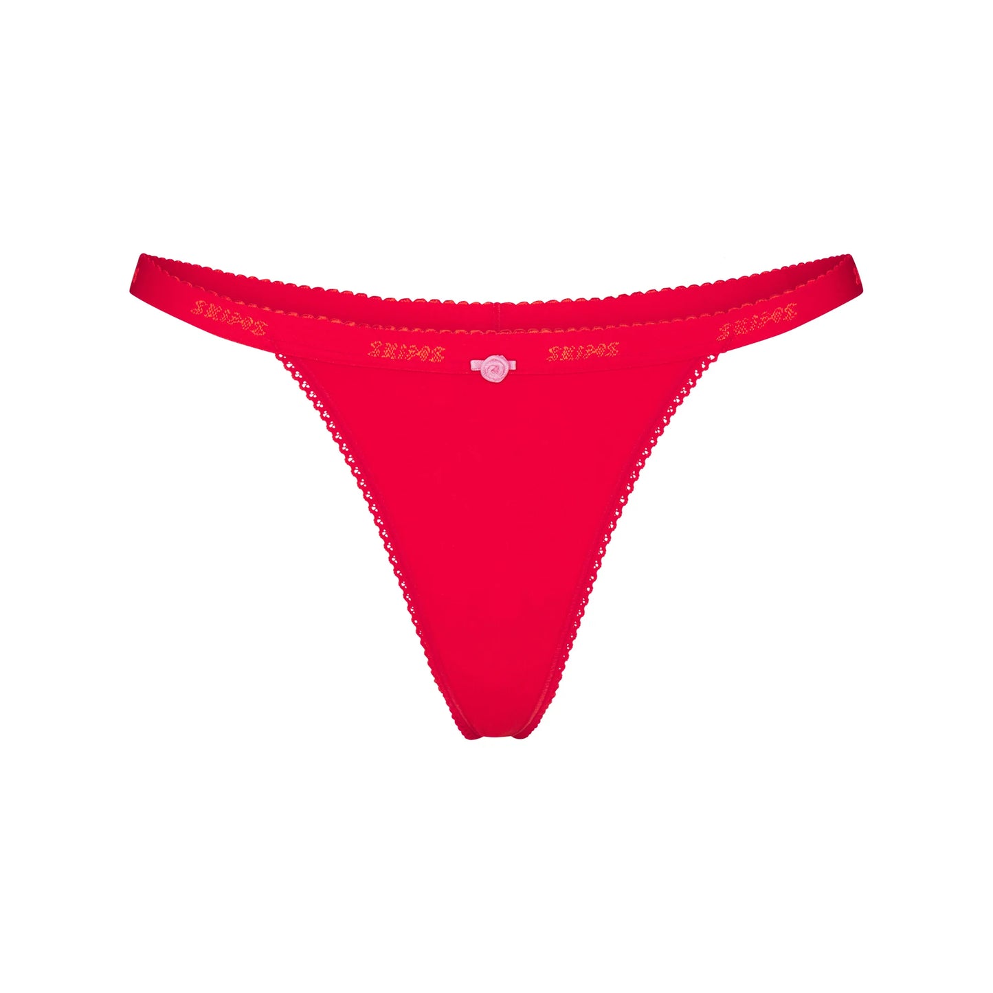 LIGHTWEIGHT COTTON LOGO PICOT THONG | RUBY TONAL