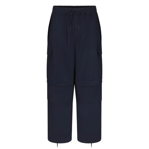 WOVEN COTTON OVERSIZED LOW RISE CARGO PANT | NAVY