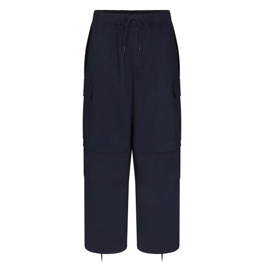 WOVEN COTTON OVERSIZED LOW RISE CARGO PANT | NAVY