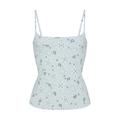 COTTON JERSEY SCOOP NECK CAMI | POWDER BLUE BANDANA