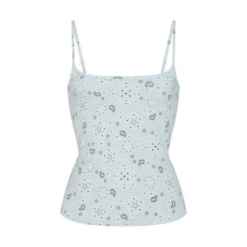 COTTON JERSEY SCOOP NECK CAMI | POWDER BLUE BANDANA