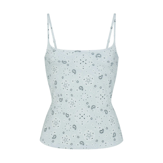 COTTON JERSEY SCOOP NECK CAMI | POWDER BLUE BANDANA