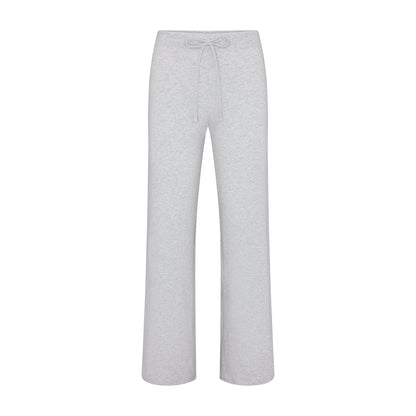 COTTON JERSEY STRAIGHT LEG PANT | LIGHT HEATHER GREY