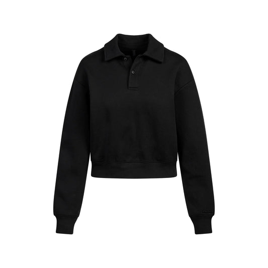 COTTON FLEECE POLO SWEATSHIRT | ONYX