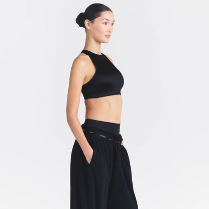 NikeSKIMS SATIN SHINE HIGH NECK BRA | OBSIDIAN