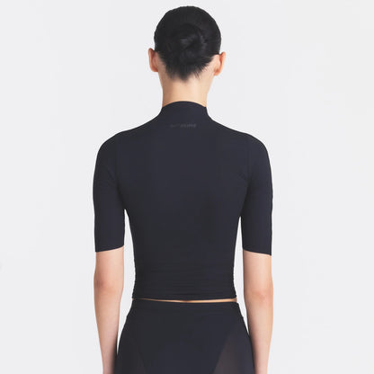 NikeSKIMS WEIGHTLESS LAYERS MOCK NECK SHORT SLEEVE T-SHIRT | OBSIDIAN