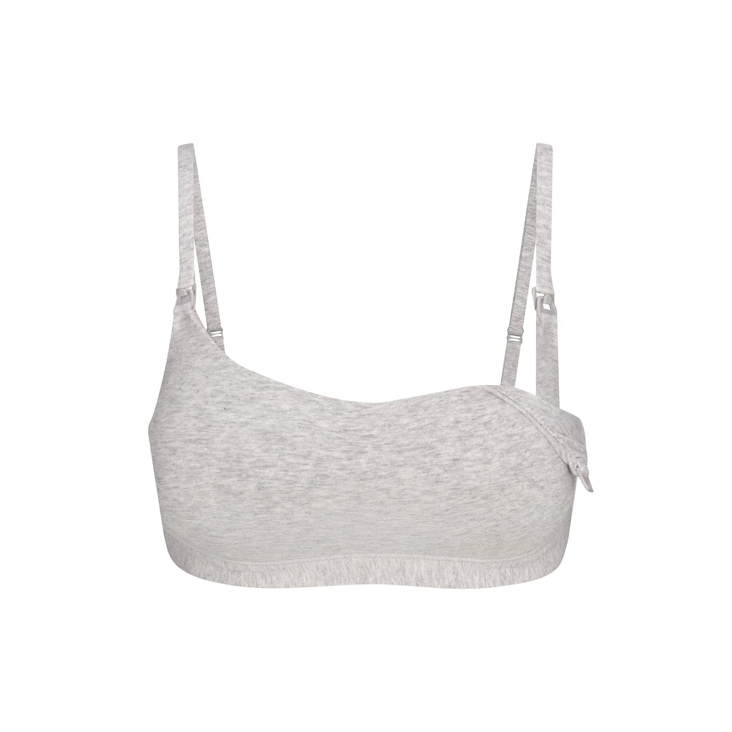 COTTON JERSEY MATERNITY NURSING SCOOP BRALETTE | LIGHT HEATHER GREY