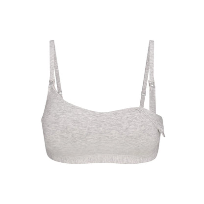 COTTON JERSEY MATERNITY NURSING SCOOP BRALETTE | LIGHT HEATHER GREY
