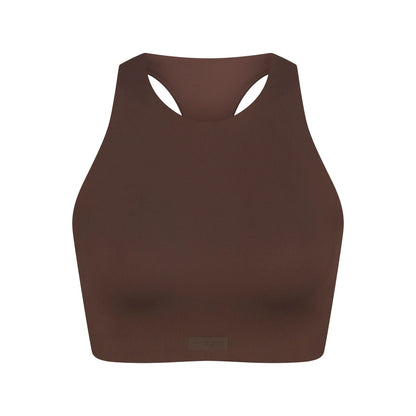 NikeSKIMS MATTE HIGH NECK BRA | DARK SEPIA