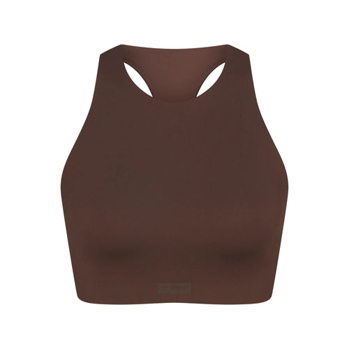 NikeSKIMS MATTE HIGH NECK BRA | DARK SEPIA