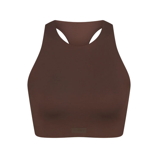 NikeSKIMS MATTE HIGH NECK BRA | DARK SEPIA