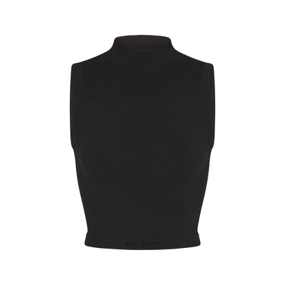 NikeSKIMS VINTAGE SEAMLESS MOCK NECK BRA TOP | OBSIDIAN