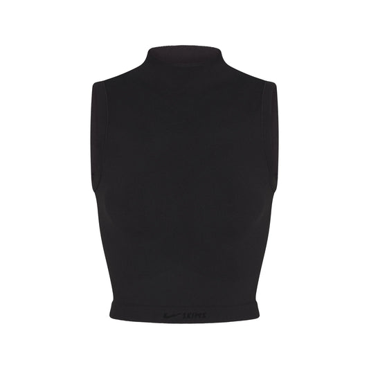 NikeSKIMS VINTAGE SEAMLESS MOCK NECK BRA TOP | OBSIDIAN