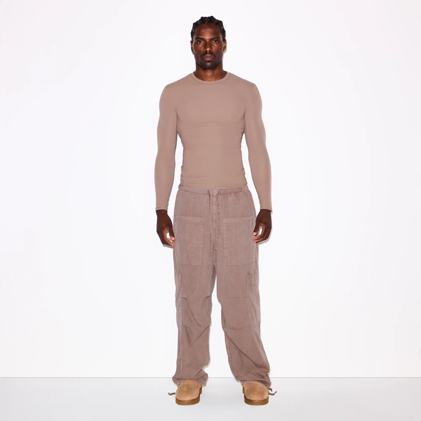 FITS EVERYBODY MENS SLIM LONG SLEEVE T-SHIRT | UMBER